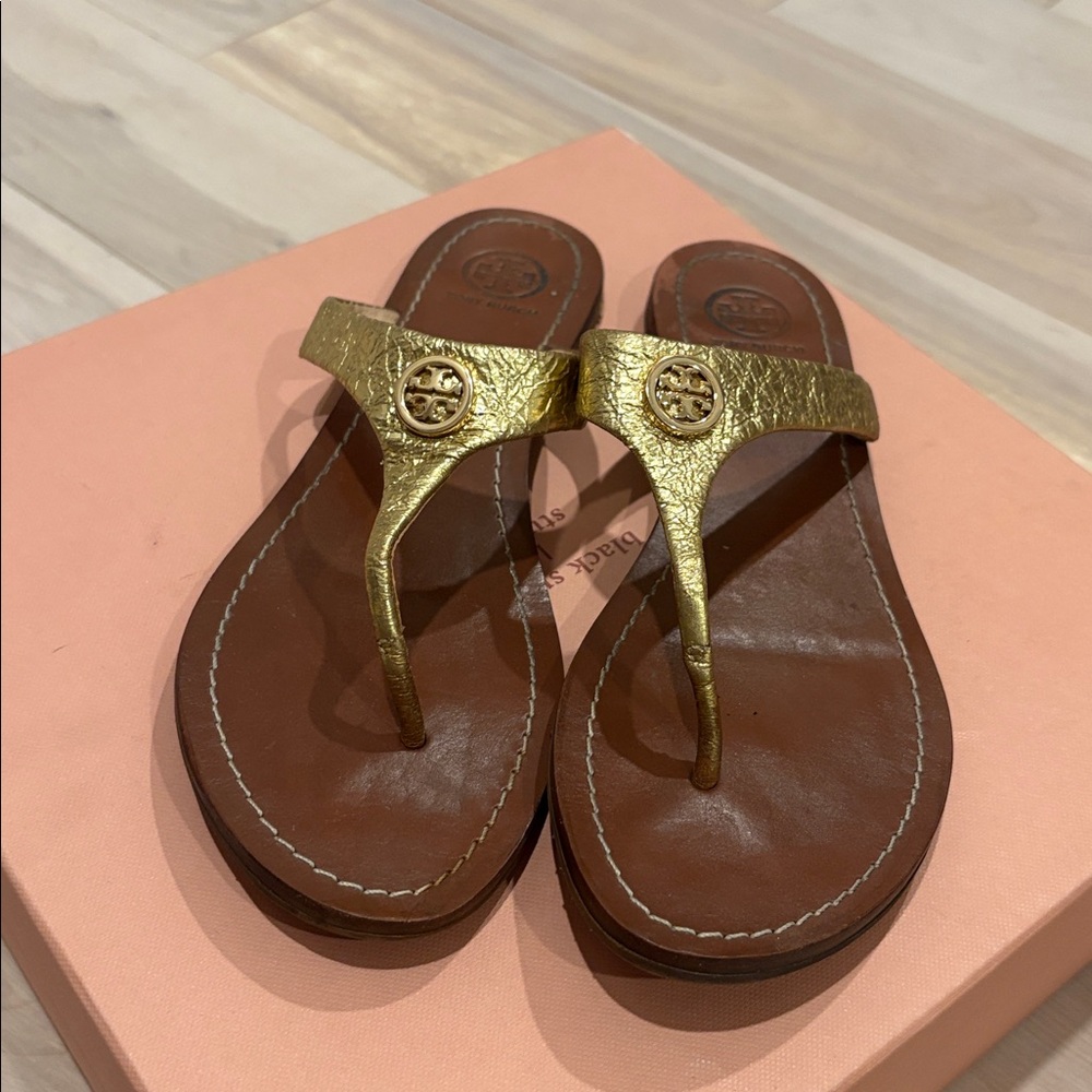 Tory Burch Gold Leather Sandals 8.5
